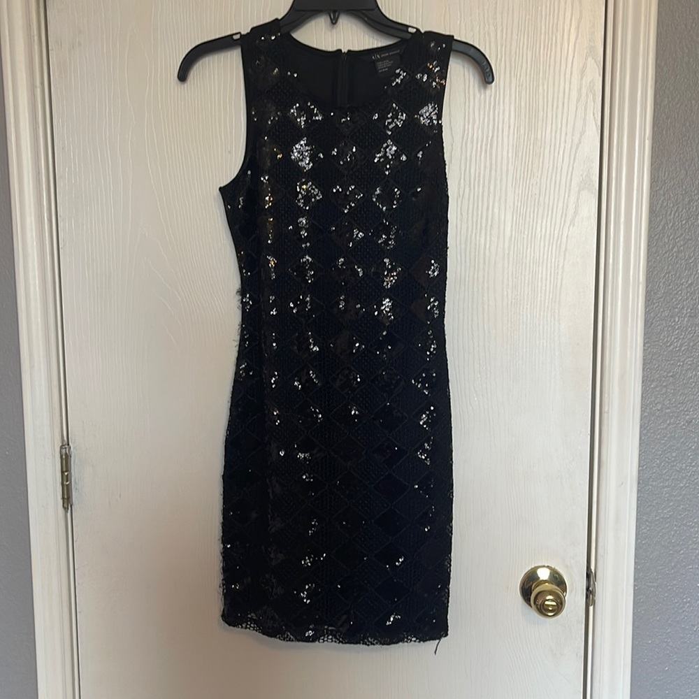 Armani exchange black sequin dress